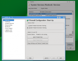 YaST Firewall module invoked from YaST System Services module