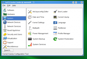 YaST Control Center, System section