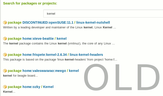 search for kernel on OBS