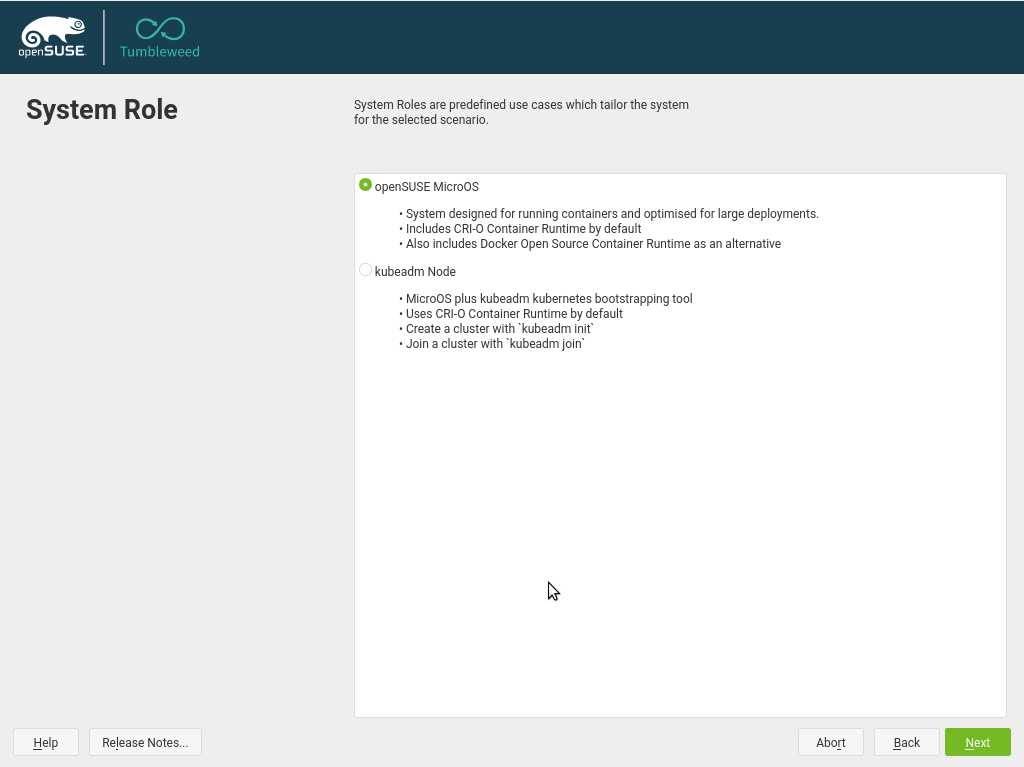 New installation steps for openSUSE Kubic