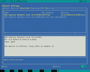 New YaST Network Overview for S390 Systems