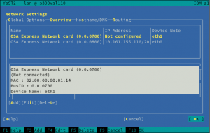 YaST2 Network Overview After Activation